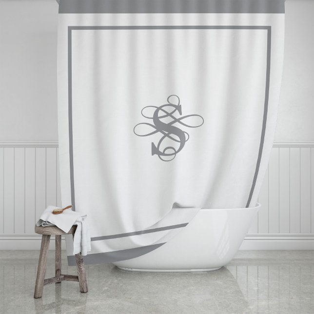 Elegant Hotel Chic Stylish Monogram Shower Curtain (Creator Uploaded)