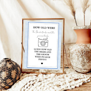 Elegant How Old were they bridal Shower Game sign