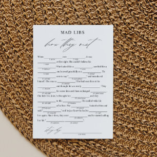 Elegant How They Met Bridal Libs Game Invitation