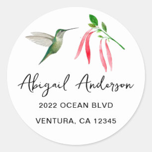 Elegant Hummingbird Address Classic Round Sticker