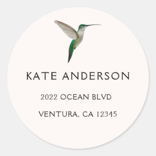 Elegant Hummingbird Address Classic Round Sticker