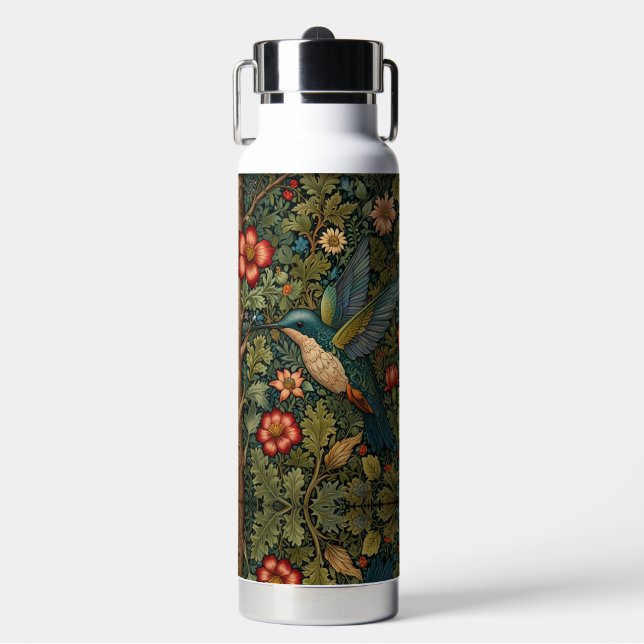Elegant Hummingbird artwork bohemian floral  Water Bottle (Front)