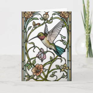 Elegant hummingbird artwork botanical boho chic card