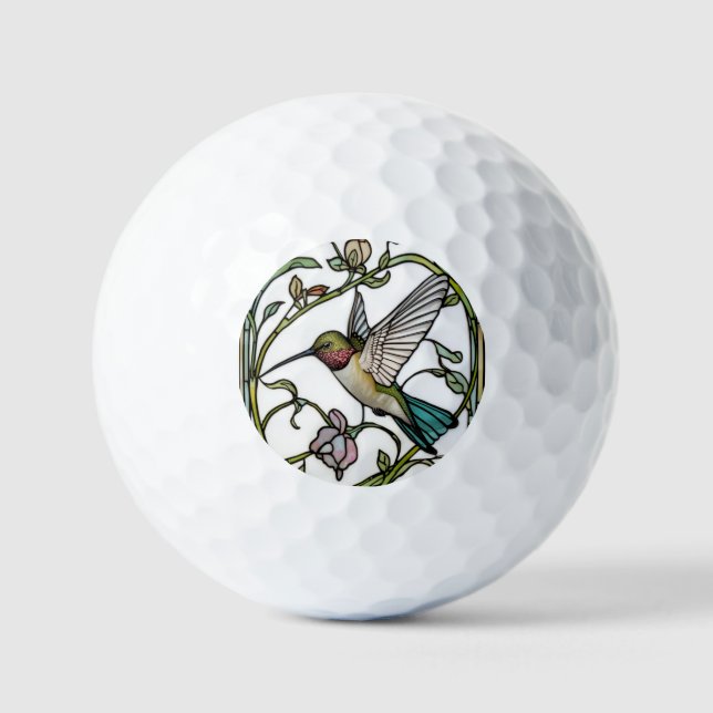 Elegant hummingbird artwork botanical boho chic golf balls (Front)