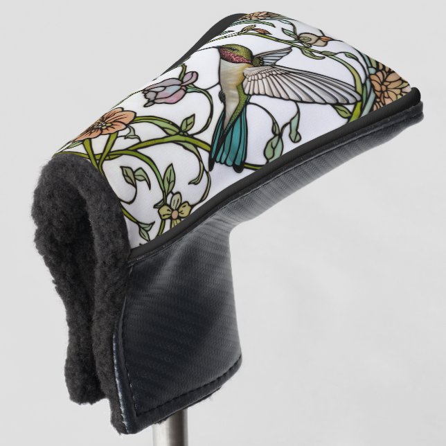 Elegant hummingbird artwork botanical boho chic golf head cover (3/4 Front)