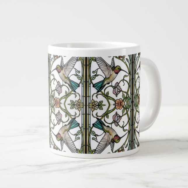 Elegant hummingbird artwork botanical boho chic large coffee mug (Front Right)