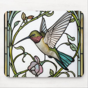 Elegant hummingbird artwork botanical boho chic mouse mat
