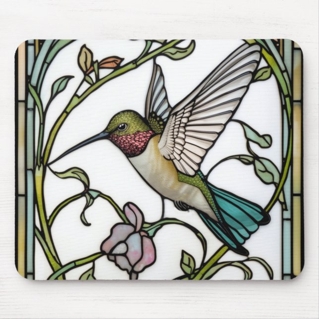 Elegant hummingbird artwork botanical boho chic mouse mat (Front)