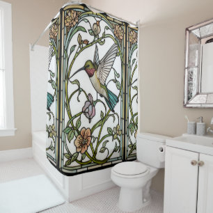 Elegant hummingbird artwork botanical boho chic shower curtain