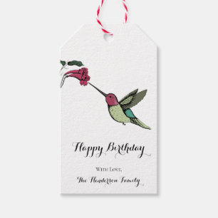 Elegant Hummingbird Birthday Gift Tags
