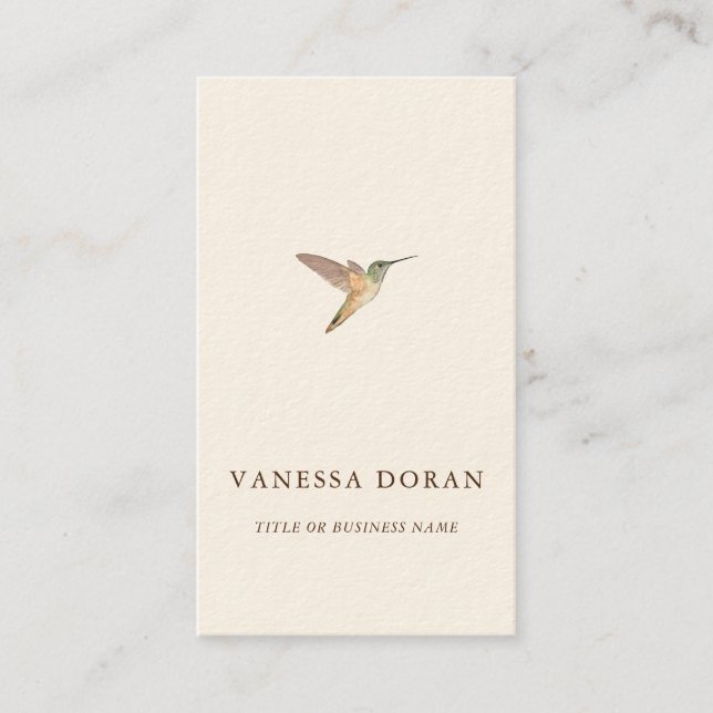 Elegant Hummingbird  Business Card (Front)