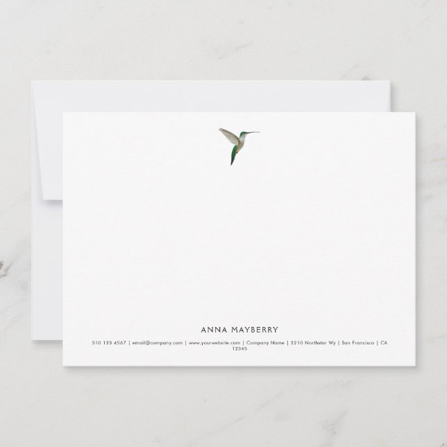 Elegant Hummingbird   Card (Front)