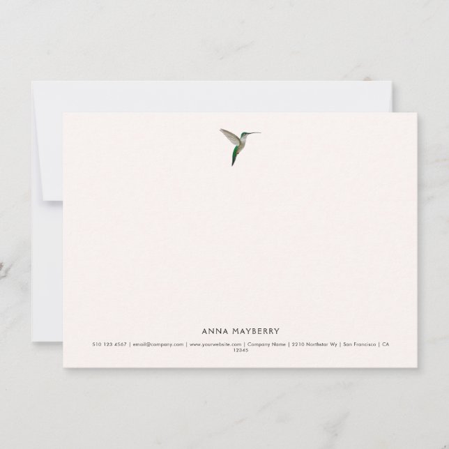 Elegant Hummingbird   Card (Front)