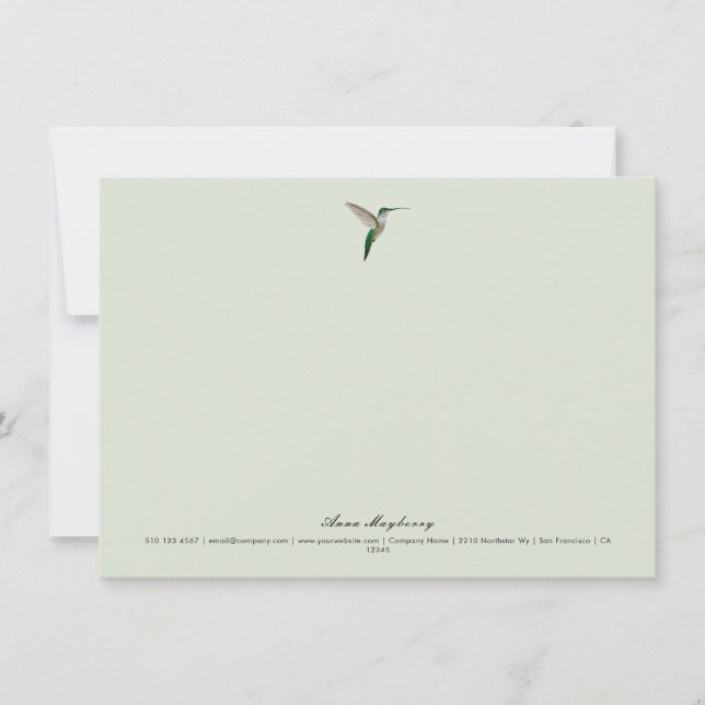Elegant Hummingbird   Card (Front)
