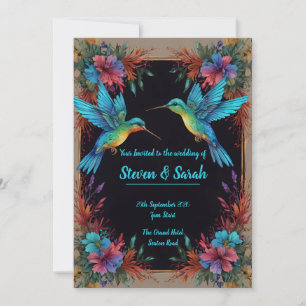 Elegant Hummingbird & Floral Wedding Invitation