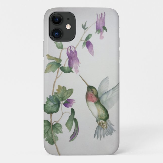 Elegant Hummingbird Garden Watercolor Painting Case-Mate iPhone Case (Back)