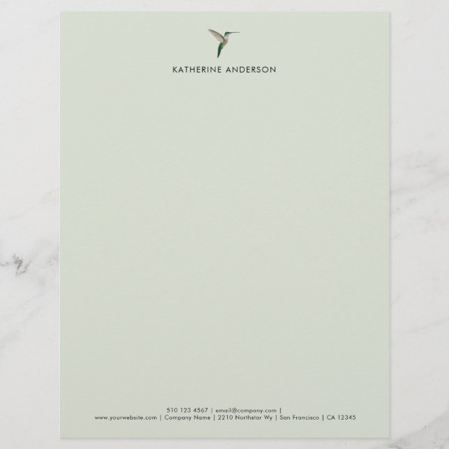 Elegant Hummingbird  Letterhead (Front)