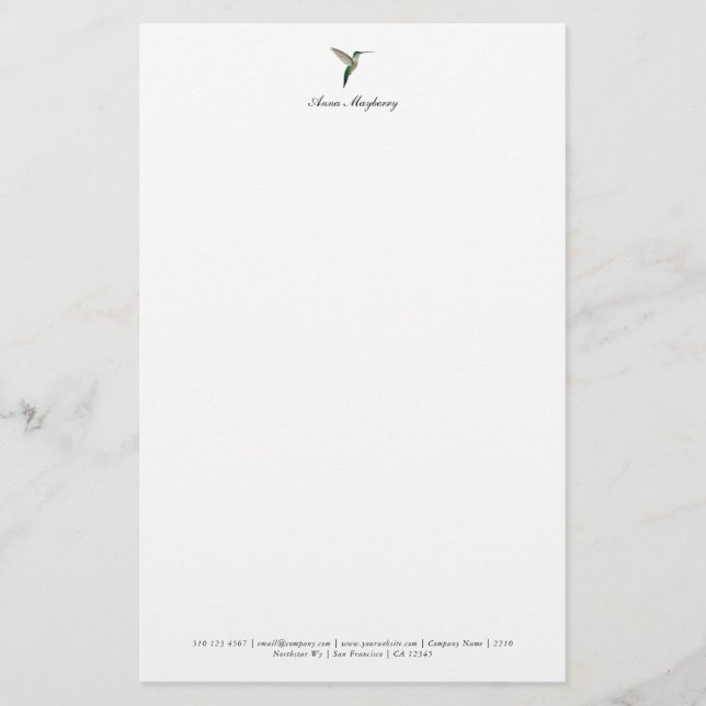 Elegant Hummingbird  Letterhead (Front)