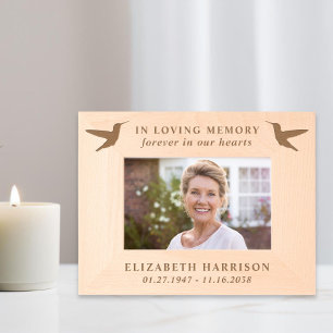 Elegant Hummingbird Memorial Funeral Photo Etched Frames