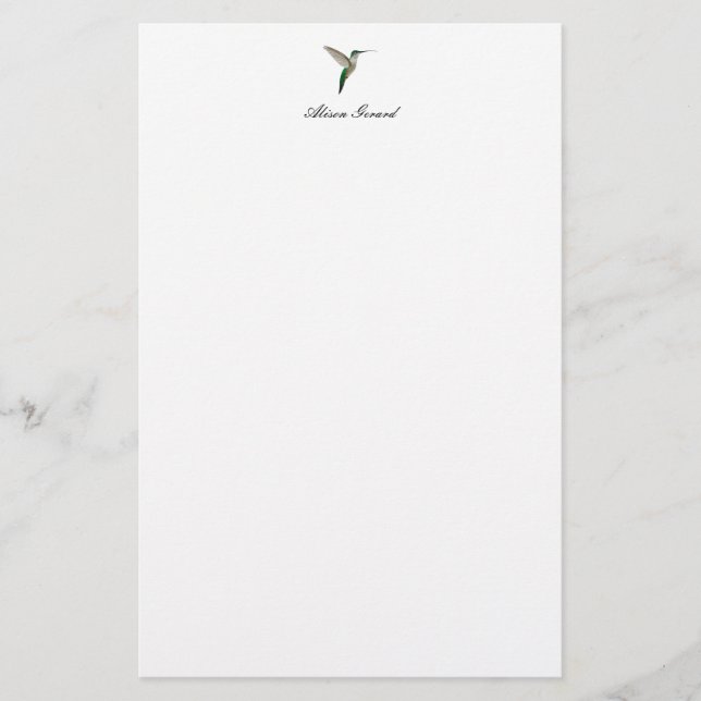 Elegant Hummingbird Notes Stationery (Front)