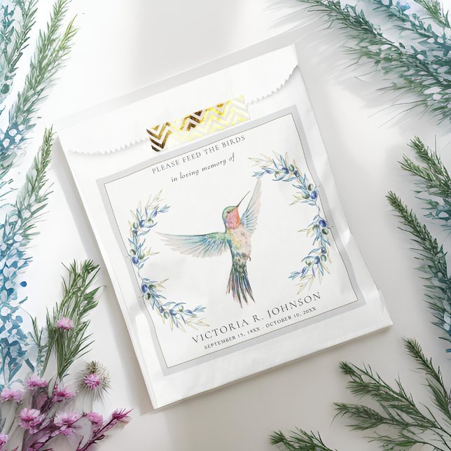 Elegant Hummingbird Seed Packet Funeral Memorial Favour Bags (Creator Uploaded)