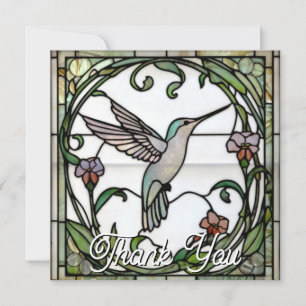 Elegant hummingbird stain glass art design thank you card