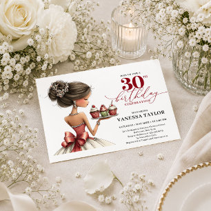 Elegant Humour Woman 30th Birthday Marsala Red  Invitation