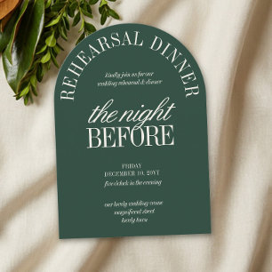 Elegant Hunter Green Arch Rehearsal Dinner Invitation