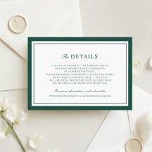 Elegant Hunter Green Border Frame Wedding Details