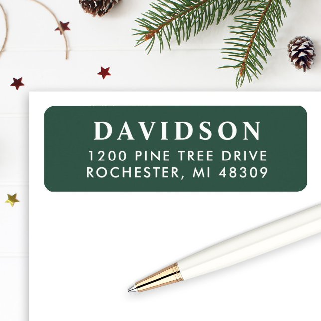 Elegant Hunter Green Family Holiday Return Address (Creator Uploaded)
