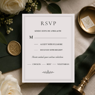 Elegant Hunter Green Monogram Wedding RSVP Card