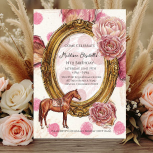 Elegant Hunter’s  Sweet 16 Equestrian Birthday Acrylic Invitations