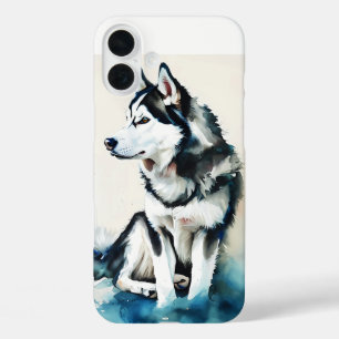 Elegant Husky Watercolor Art – Majestic Dog Portra iPhone 16 Plus Case