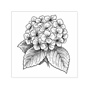 Elegant Hydrangea and Leaves Floral Bouquet Self-inking Stamp