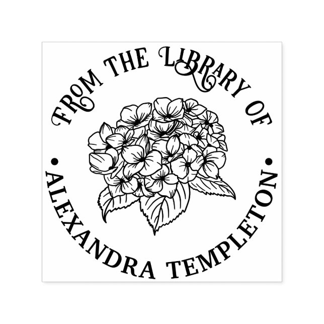 Elegant Hydrangea and Leaves Self-inking Stamp (Design)