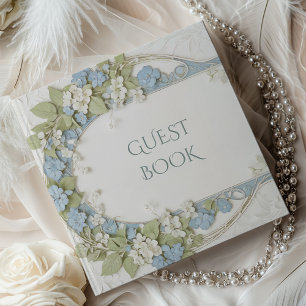Elegant Hydrangea Art Nouveau Wedding Guest Book