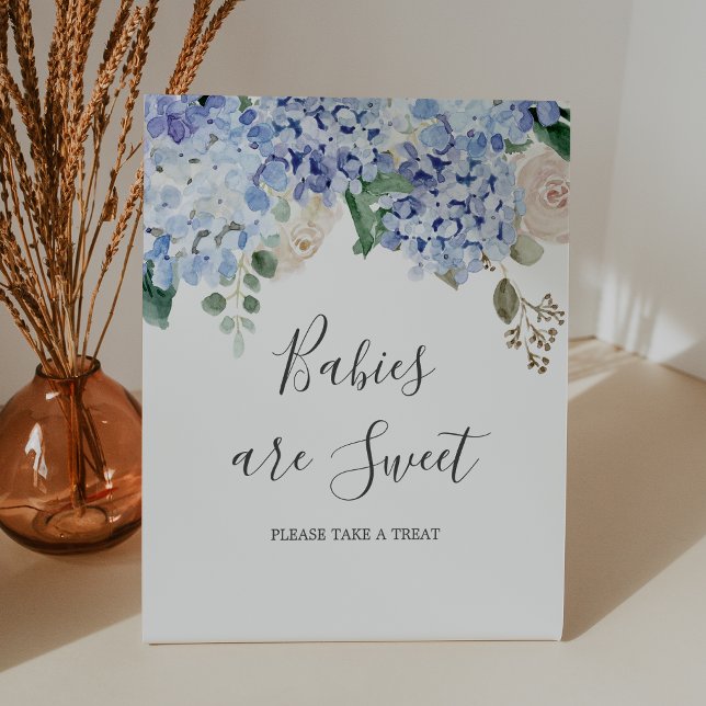 Elegant Hydrangea Babies Are Sweet Baby Shower Pedestal Sign (Elegant Hydrangea Babies Are Sweet Baby Shower Pedestal Sign)