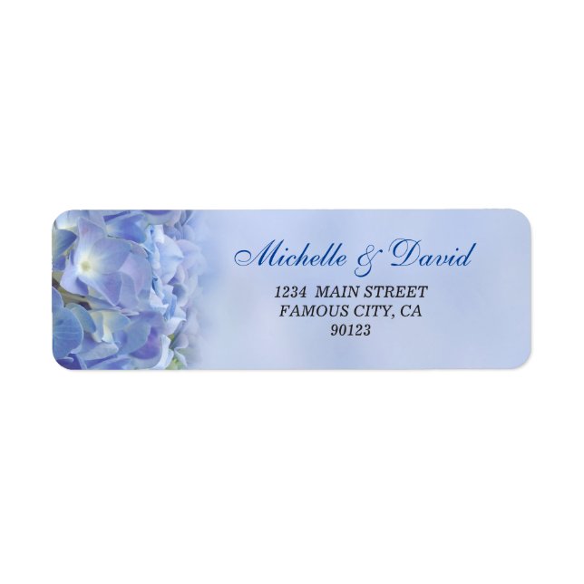 Elegant Hydrangea Blue Florals Address Label (Front)