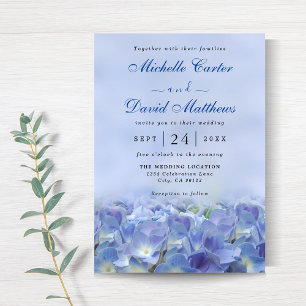 Elegant Hydrangea Blue Florals Wedding Invitation