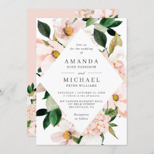 Elegant Hydrangea Blush Pink Floral Wedding Invitation