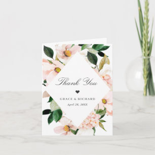 Elegant Hydrangea Blush Pink Floral Wedding Thank You Card
