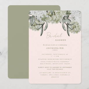 Elegant Hydrangea Blush & Sage Rounded Shower Invitation