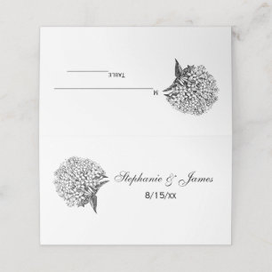 Elegant Hydrangea Bouquet #2 Wedding Couple Place Card