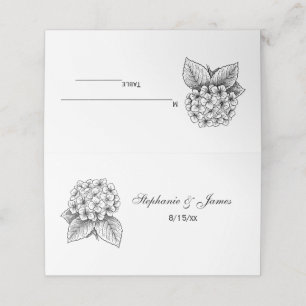 Elegant Hydrangea Bouquet Wedding Couple Place Card