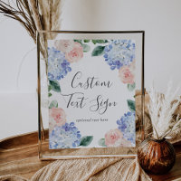 Elegant Hydrangea Cards & Gifts Custom Text Sign