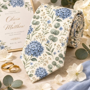 Elegant Hydrangea & Eucalyptus Wedding Tie