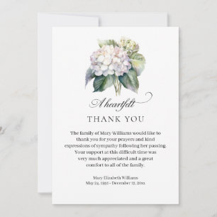 Elegant Hydrangea Floral Funeral Thank You