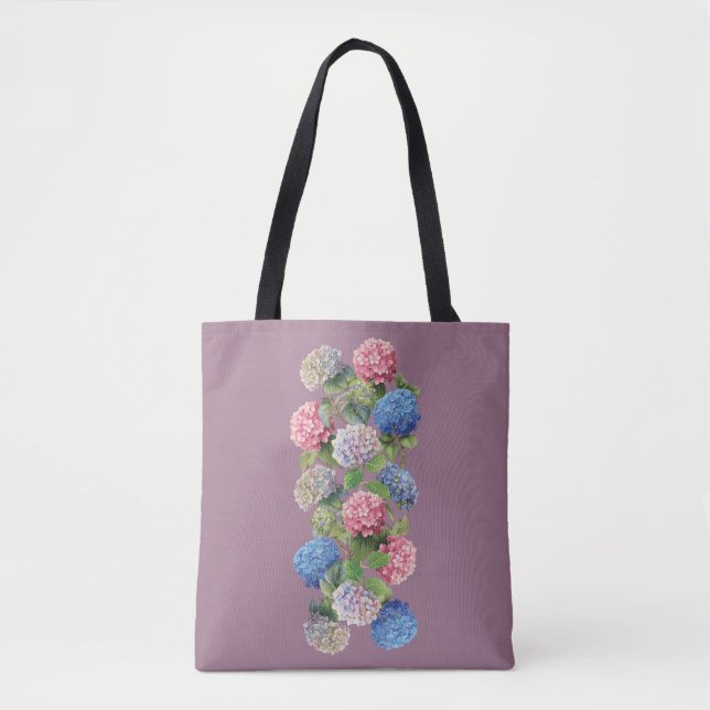 Elegant Hydrangea Floral Tote Bag (Front)