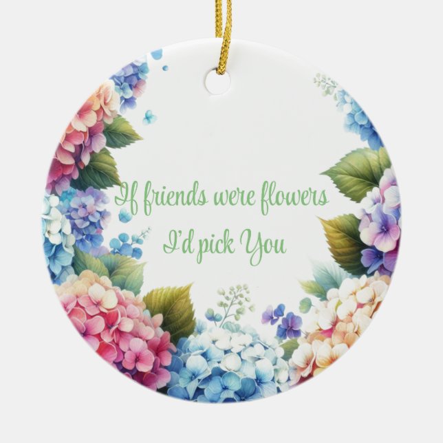 Elegant Hydrangea Flower Sentiment Ceramic Tree Decoration (Front)