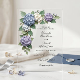 Elegant Hydrangea Flowers Acrylic Wedding Invitations